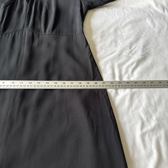 Hugo Boss 1/2 Sleeve Women's Cocktail Shift Midi Dress Black Size 12 Lined Zip - Picture 12 of 16